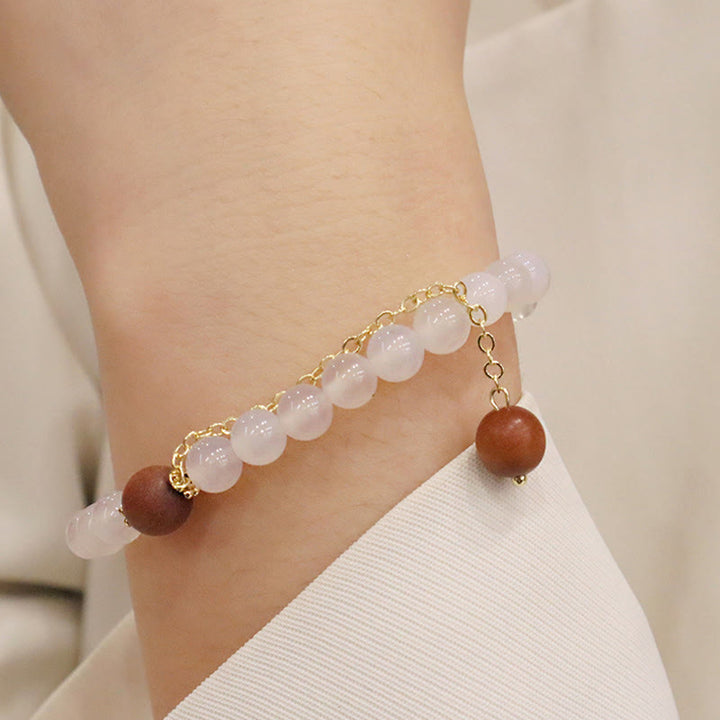 Buddha Stones Sandalwood Cat's Eye Fu Character Charm Protection Bracelet - image 12