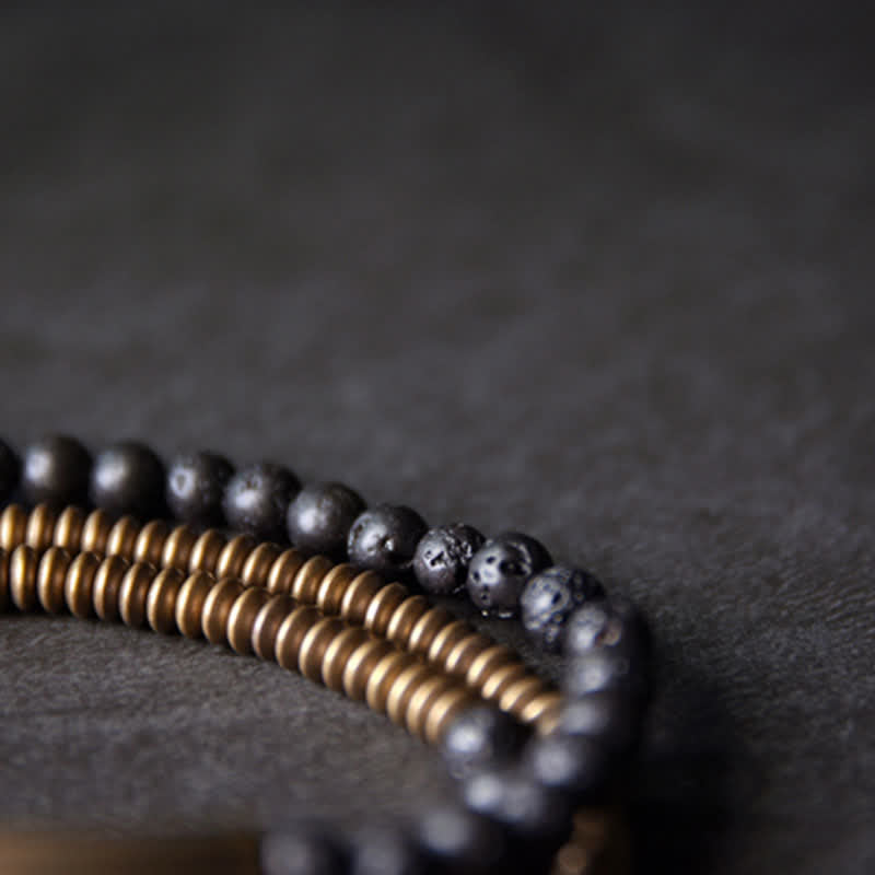 Buddha Stones Vintage Lava Rock Copper Support Bracelet - image 12