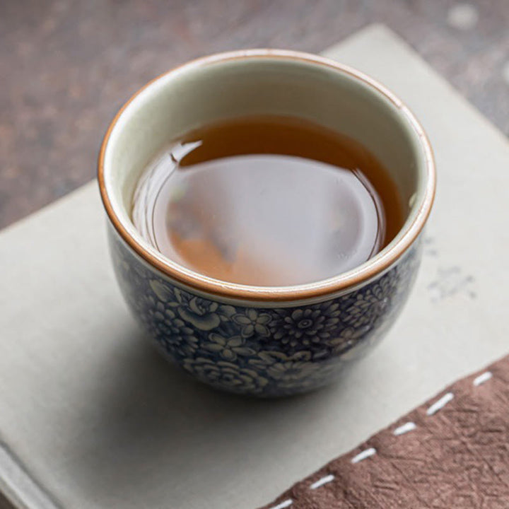 Buddha Stones Blue Lotus Peach Blossom Chrysanthemum Design Ceramic Teacup Kung Fu Tea Cups - image 5