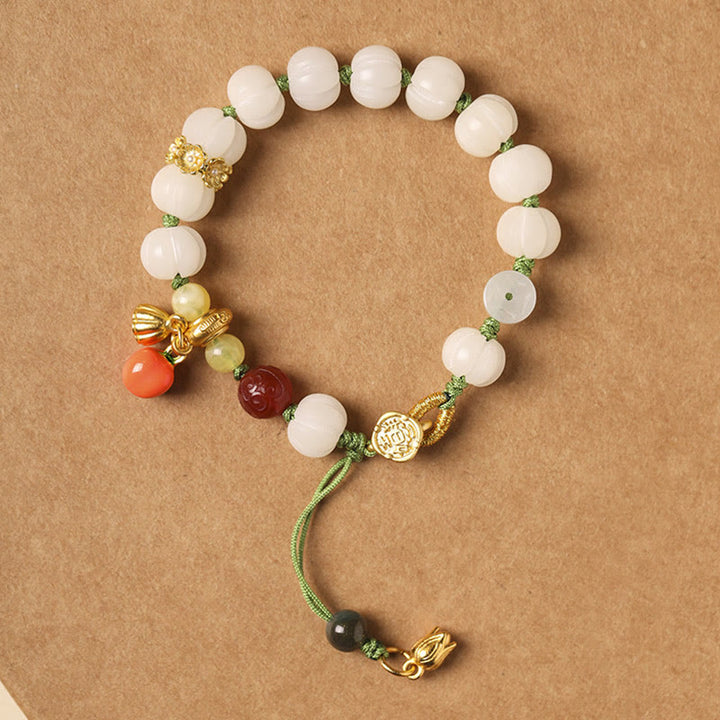 Buddha Stones Natural Bodhi Seed Lotus Pumpkin Bead Peace Harmony Bracelet - Bodhi Seed Pumpkin Beads 7*9mm - 14-15cm - image 13