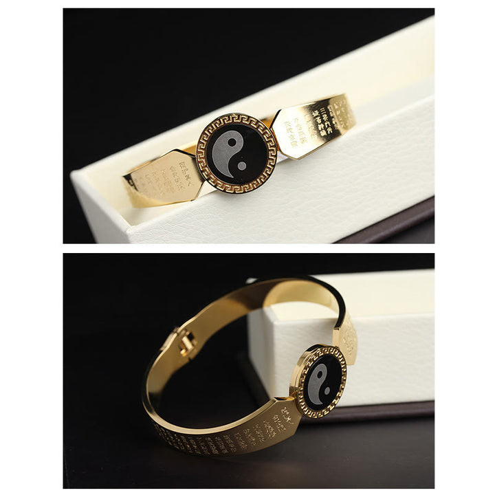 Buddha Stones Yin Yang Lotus Om Mani Padme Hum Mantra Titanium Steel Harmony Bracelet Bangle - image 7