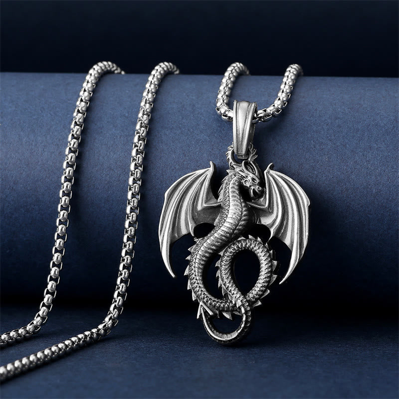 Buddha Stones Pure Tin Dragon Luck Success Necklace Pendant - image 2