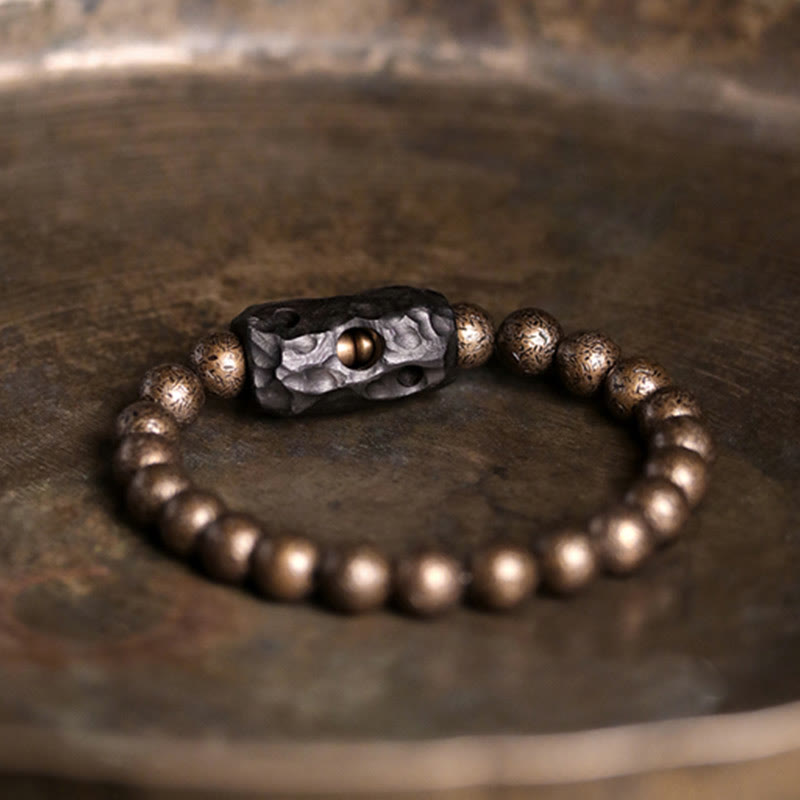 Buddha Stones Tibet Ebony Wood Copper Peace Balance Beaded Bracelet - image 6