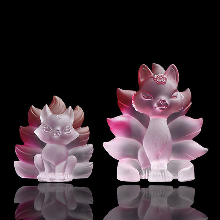 Buddha Stones Small Nine Tailed Fox Success Strength Home Figurine Decoration - image 7