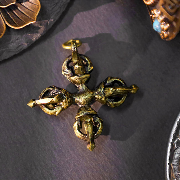 Buddha Stones Nepal Handmade Double Dorje Copper Enlightenment Strength Vajra - Double Dorje - image 6