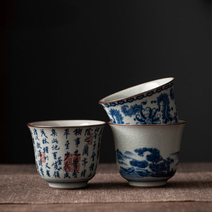 Buddha Stones Mountain Landscape Lotus Orchid Pavilion Gathering Ceramic Teacup Kung Fu Tea Cup - image 22