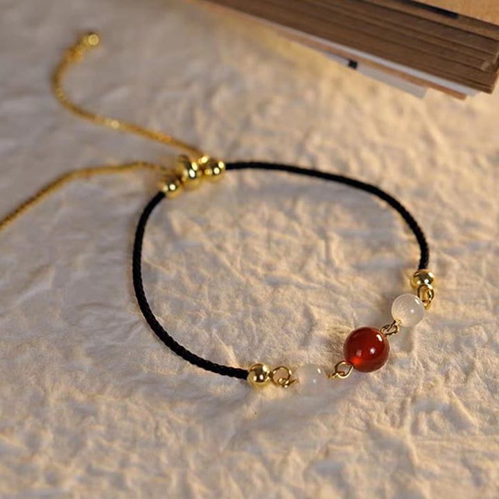 Buddha Stones Red Agate Cat Eye Braided String Confidence Bracelet - image 6