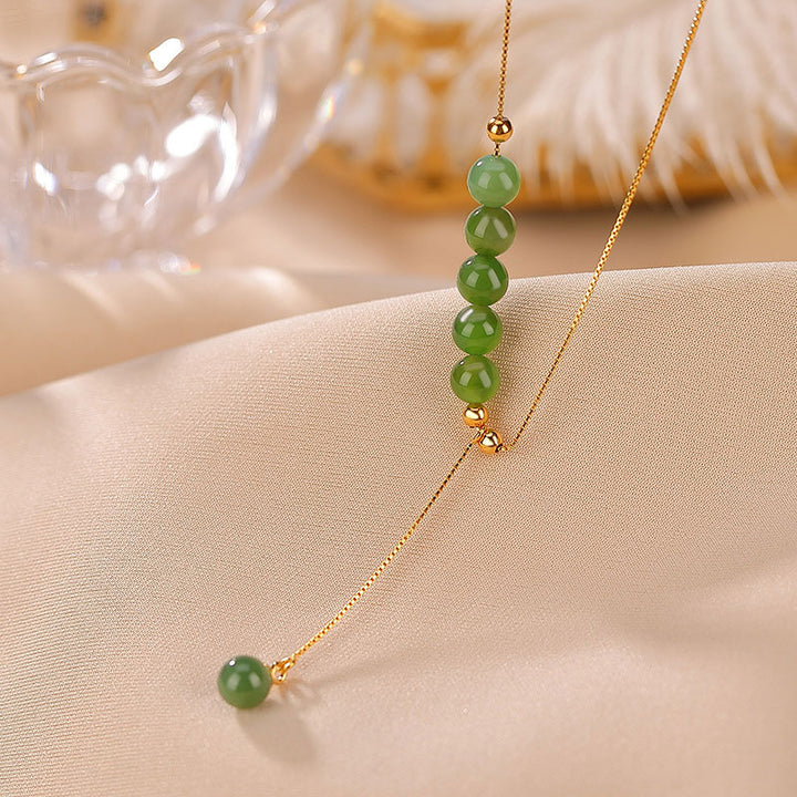 Buddha Stones 925 Sterling Silver Cyan Jade Beads Healing Necklace Pendant - Five Cyan Jade Beads - image 6
