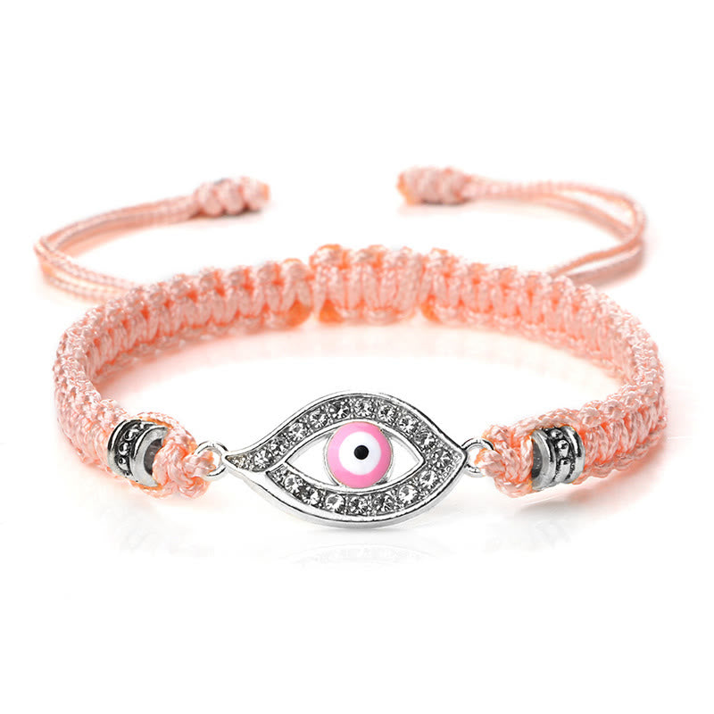 Buddha Stones Evil Eye Keep Away Evil Spirits String Bracelet - Pink&Pink Evil Eye - Silver Border - image 72