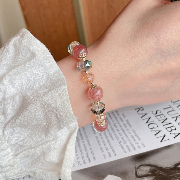 Buddha Stones Natural Strawberry Quartz Colorful Crystal Positive Bracelet - image 7