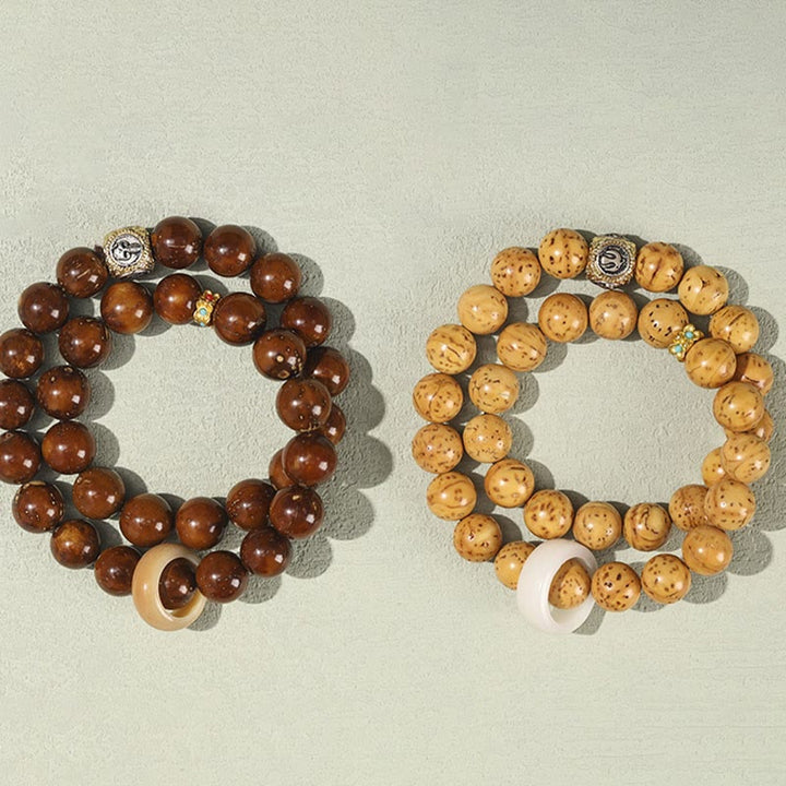 Buddha Stones Tibetan Natural Purple Gold Rat Bodhi Seed Wealth Double Wrap Bracelet - image 14