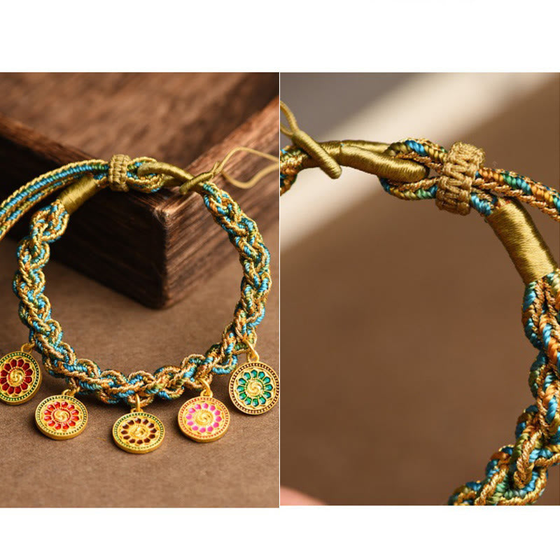 Buddha Stones Tibetan Five God Of Wealth Luck Handcrafted Braid String Bracelet - image 6