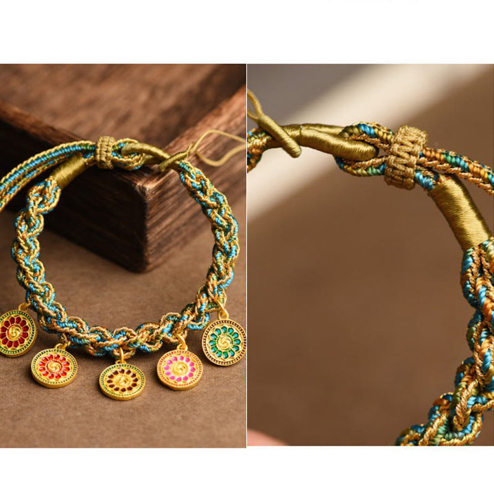 Buddha Stones Tibetan Five God Of Wealth Luck Handcrafted Braid String Bracelet - image 6