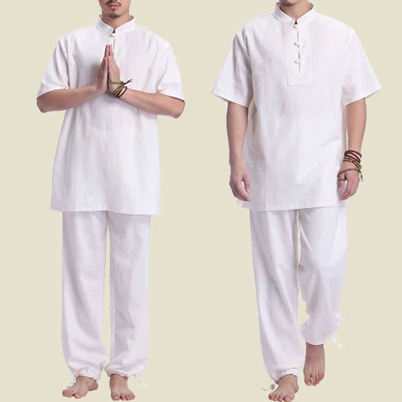 Buddha Stones Spiritual Zen Meditation Prayer Practice Cotton Linen Clothing Men's Set - image 4