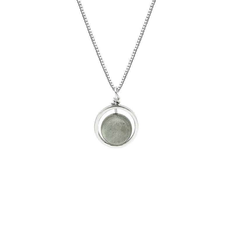 Buddha Stones 925 Sterling Silver Moonstone Love Planet Rotatable Pattern Necklace Pendant - image 11