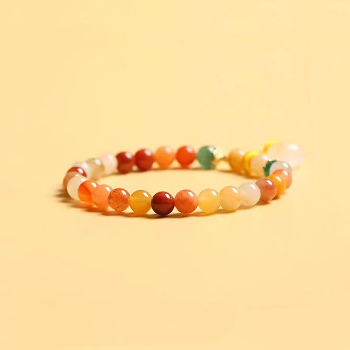 Buddha Stones 14K Gold Plated Colorful Golden Silk Jade Peace Buckle Wealth Bracelet - image 7