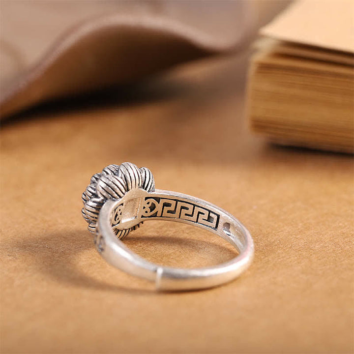 Buddha Stones925 Sterling Silver Lotus Red Agate Confidence Blessing Ring - image 10