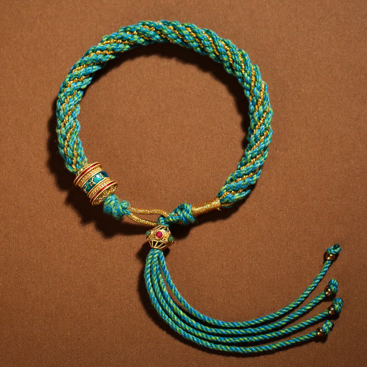 Buddha Stones Tibetan Handmade Luck Thangka Prayer Wheel Charm Weave String Bracelet - image 20