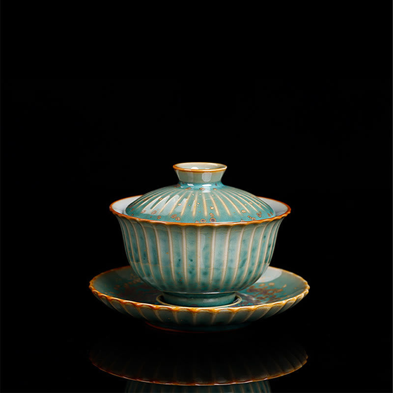 Buddha Stones Retro Glaze Kiln Change Ceramic Gaiwan Sancai Teacup Kung Fu Tea Cup And Saucer With Lid - image 17