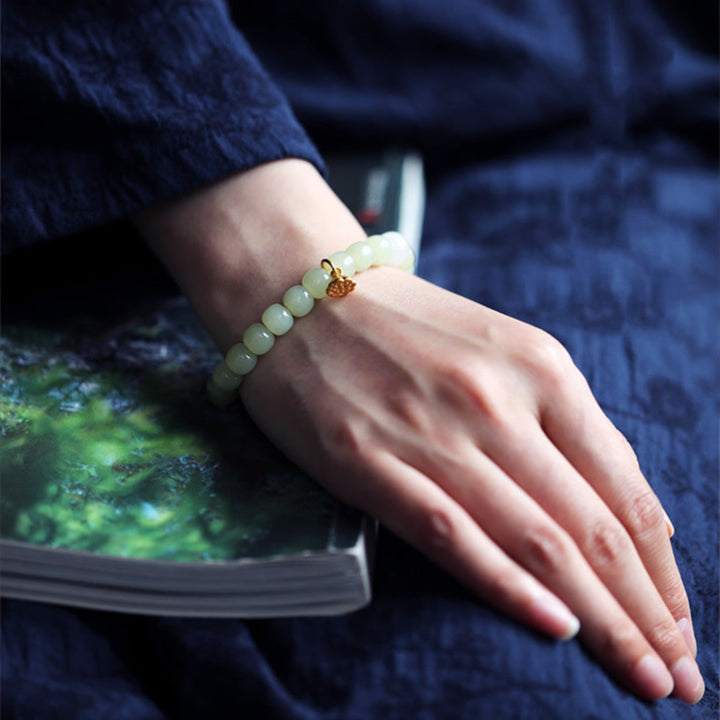 Buddha Stones Jade Lotus Abundance Adjustable Bracelet - image 6