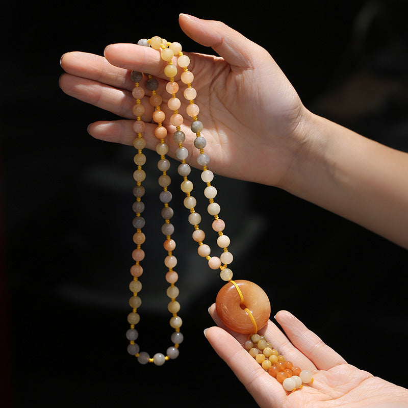 Buddha Stones Tibetan Golden Silk Jade Wealth Pendant Necklace - 2 - image 4