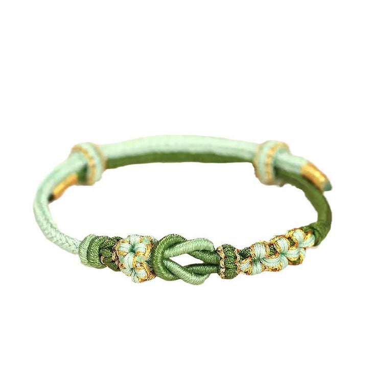 Buddha Stones Handmade Peach Blossom Knot Eight Thread Peace Knot Luck Protection Bracelet - image 6