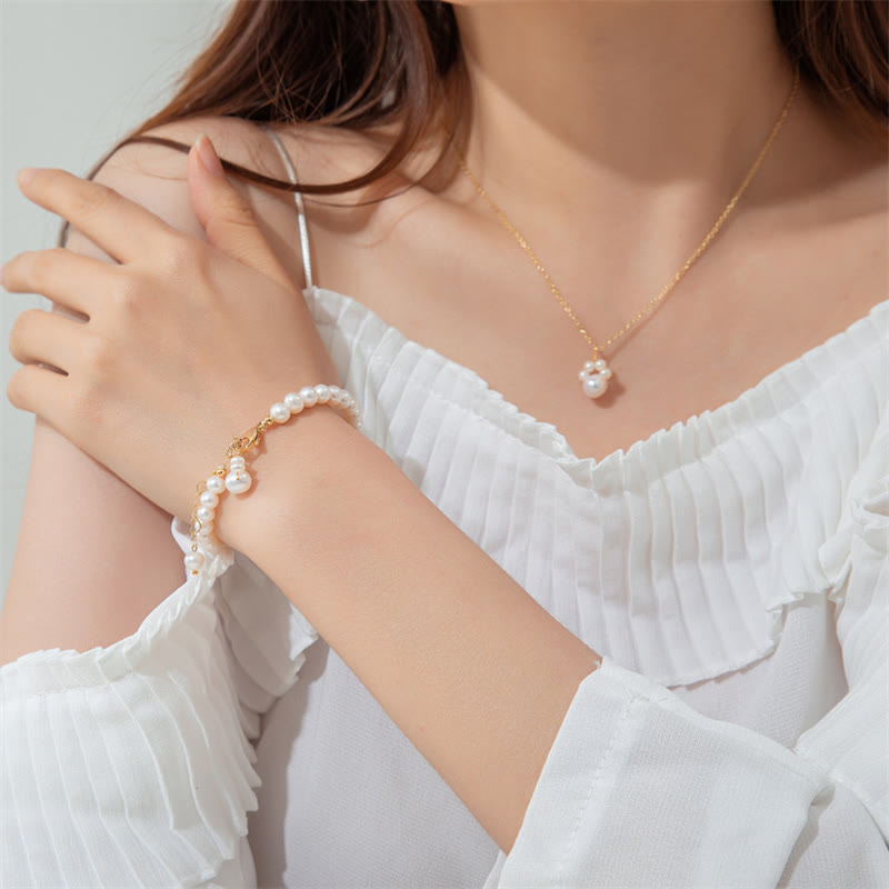 Buddha Stones Pearl Cat Paw Healing Chain Bracelet - image 4