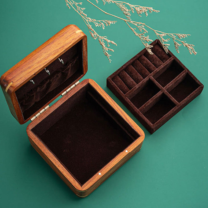 Antique Flower Leaf Handmade Rosewood Jewelry Storage Box Wooden Gift Organizer Box - image 13