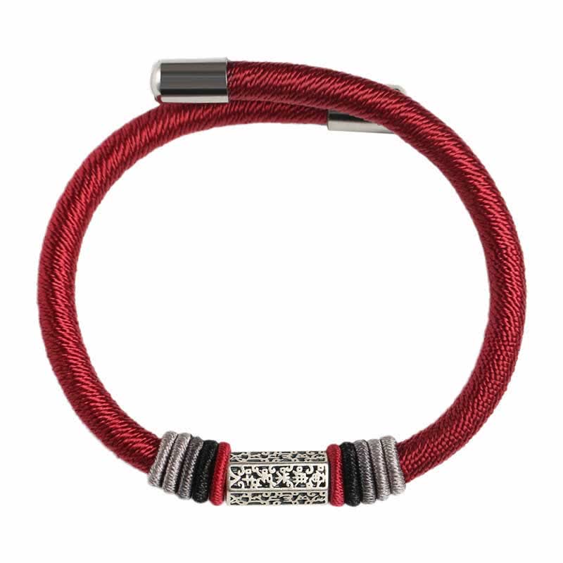 Buddha Stones 925 Sterling Silver Om Mani Padme Hum Peace Red String Bracelet - image 8