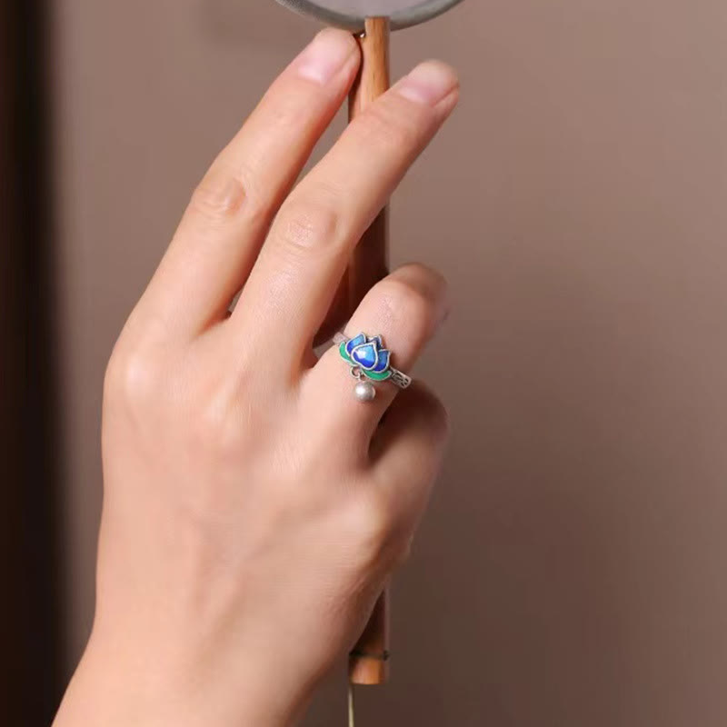 Buddha Stones Lotus Flower Pattern Enlightenment Ring - image 12