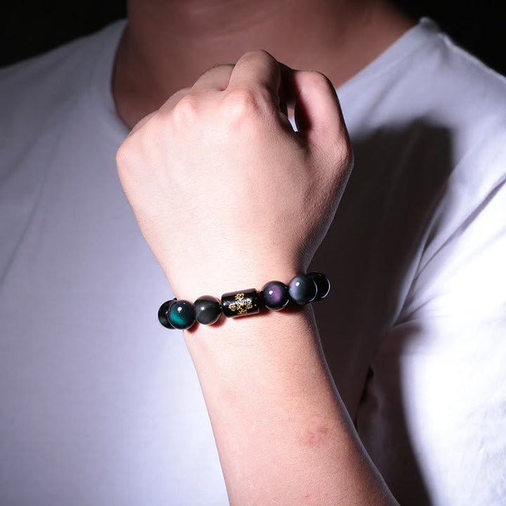 Buddha Stones Natural Rainbow Obsidian Positive Transformation Bracelet - image 6
