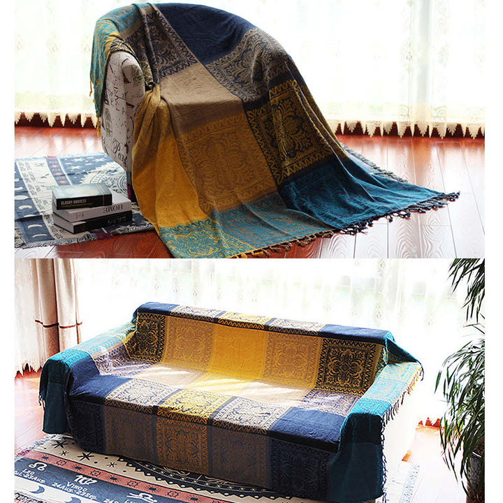 Buddha Stones Tibetan Colorful Flower Pattern Hand-Dyed Cozy Blanket - image 7