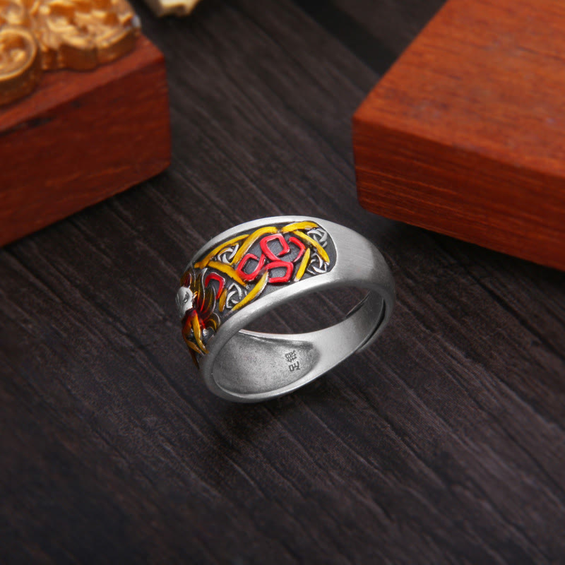 Buddha Stones 999 Sterling Silver Nine Tailed Fox Success Protection Ring - image 2