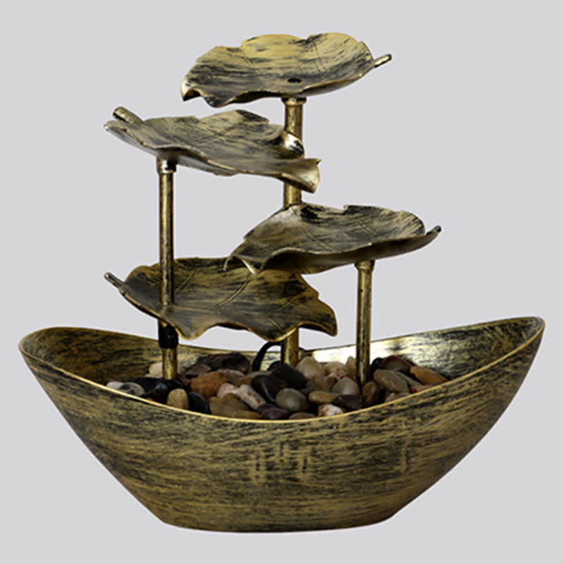 Buddha Stones Lotus Leaf Shaped Waterfall Fountain Tabletop Ornaments With LED Light Home Office Desktop Decoration - image 9