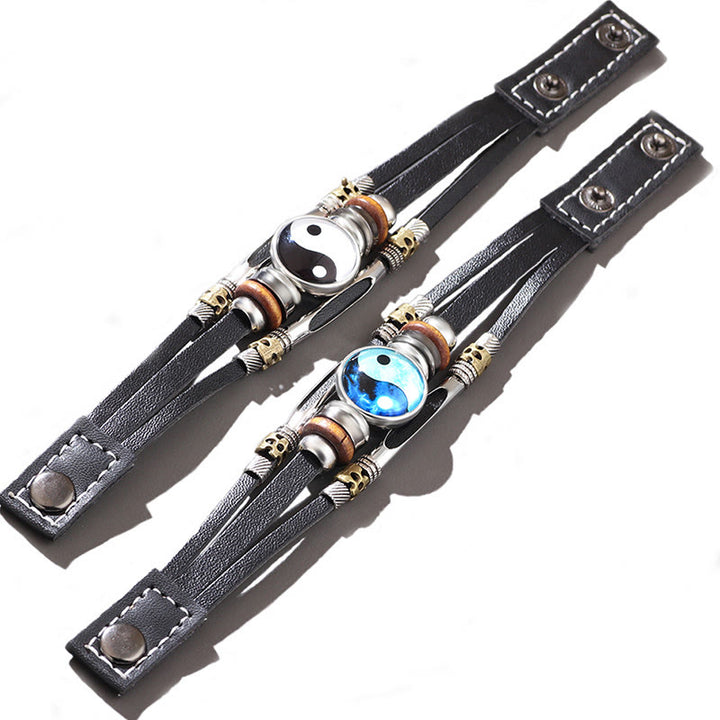 Buddha Stones Yin Yang Leather Balance Bracelet - image 6