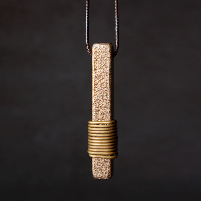 Buddha Stones Vintage Textured Design Copper Wealth Necklace Pendant - image 1