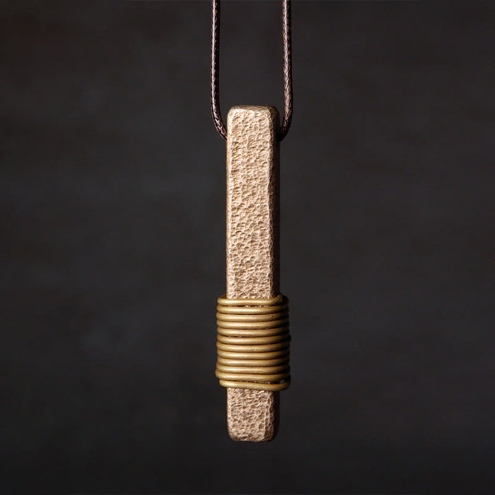 Buddha Stones Vintage Textured Design Copper Wealth Necklace Pendant - image 1
