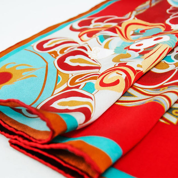 Buddha Stones Dunhuang Rebound Pipa Flying Frescoes 100% Mulberry Silk Scarf Premium Grade 6A Dunhuang Shawl - image 5