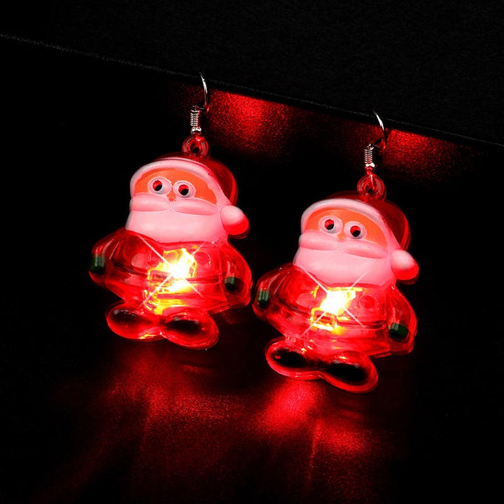 Led Christmas Santa Claus Tree Elk Luminous Earrings - image 3