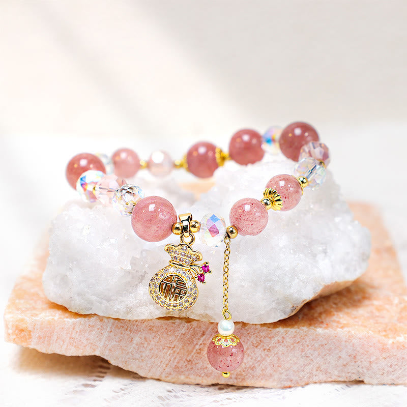 Buddha Stones "Wishing Love and Sweet Blessings"Strawberry Quartz Bracelet Includes Gift Message Card - image 12