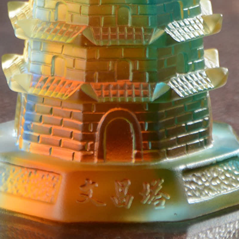 Feng Shui Wenchang Tower Handmade Liuli Crystal Pagoda Art Piece Luck Home Office Decoration - image 11