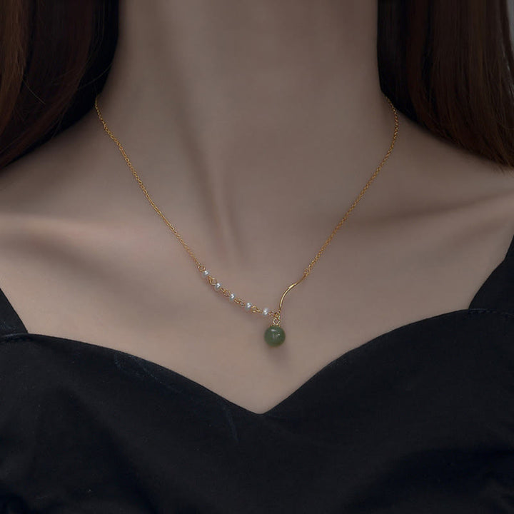 Buddha StonesNatural Hetian Jade Pearl Luck Bead Necklace Pendant - image 5