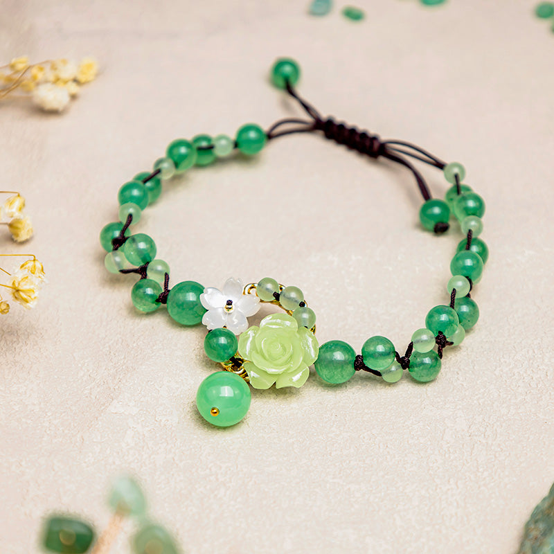 Buddha Stones Financial Success Jade Braided Weave Prosperity Abundance Anklet - image 0
