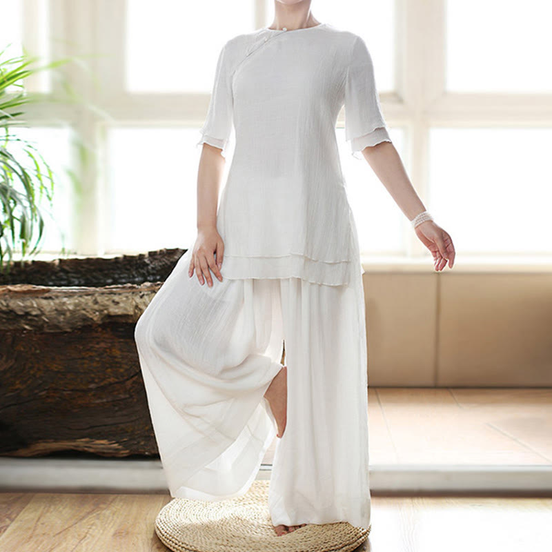 Buddha Stones Vintage Yoga Zen Prayer Spiritual Meditation Practice Plain Color Clothing Women's Set - image 1