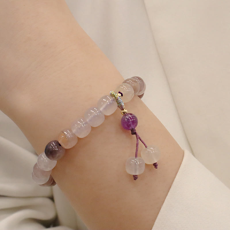 Buddha Stones Natural Purple Golden Silk Jade Violet Flower Bead Charm Wealth Bracelet - image 9