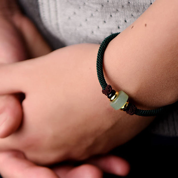 Buddha Stones Tibetan Green Aventurine Luck Braid String Bracelet - Dark Green(Bracelet Size 20cm) - image 9