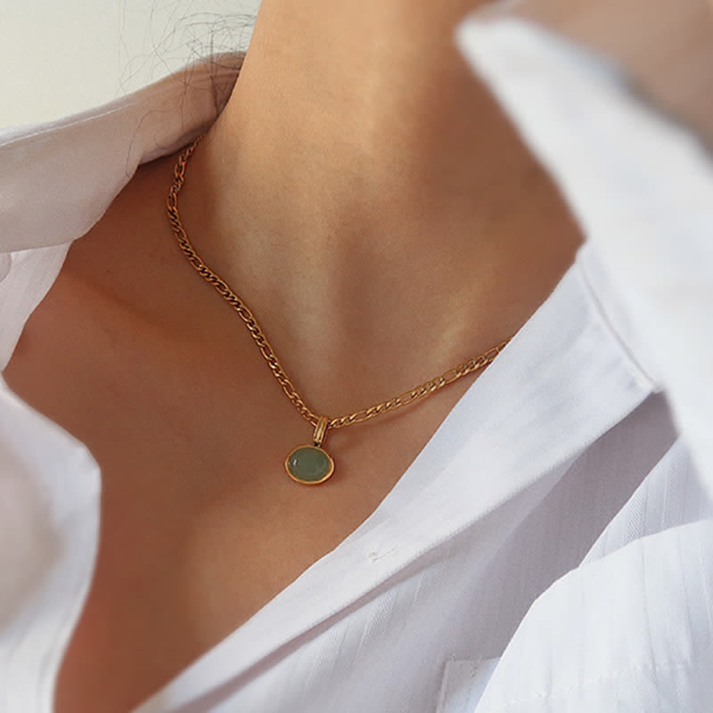 Oval Turquoise Strength Titanium Steel Necklace Pendant - image 3