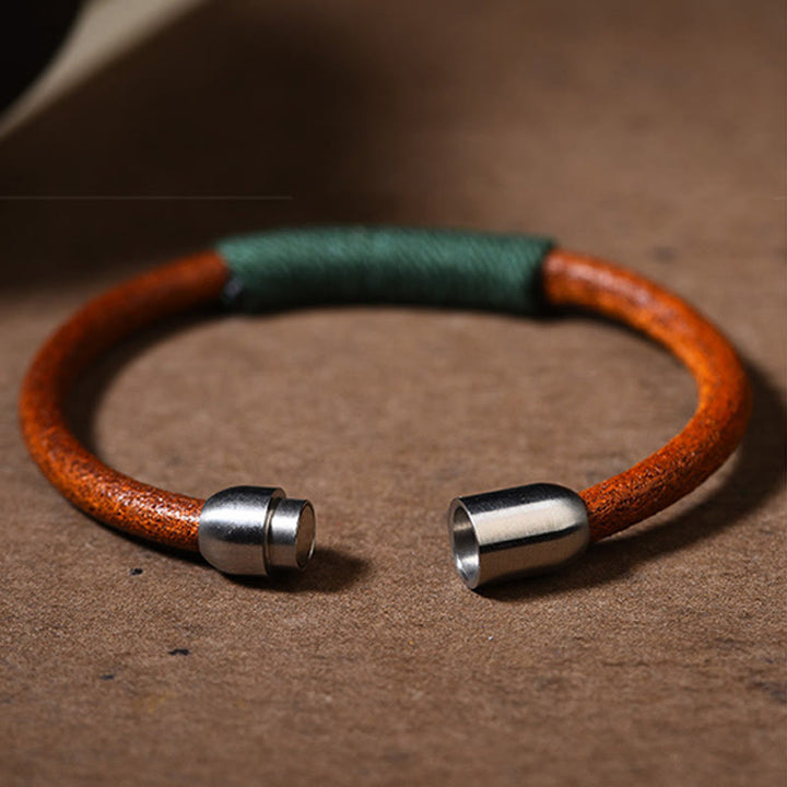 Buddha Stones Tibetan Leather Handmade Five Elements Luck Braid String Buckle Bracelet - image 3
