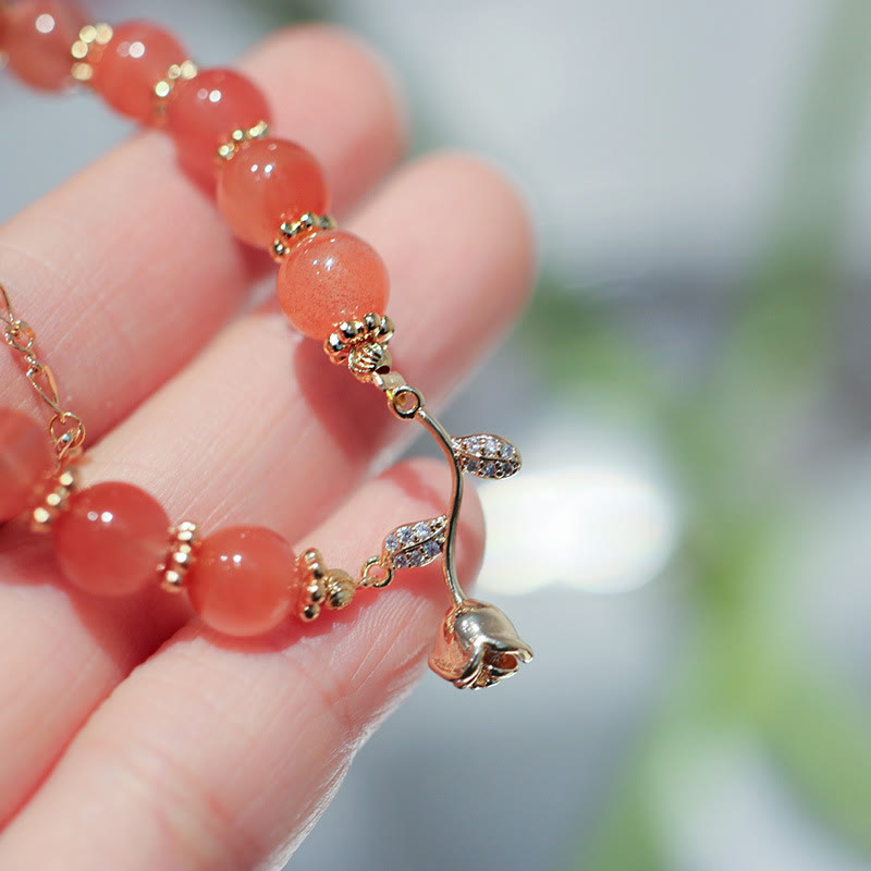 Buddha Stones Natural Red Agate Rose Confidence Calm Chain Bracelet - image 5