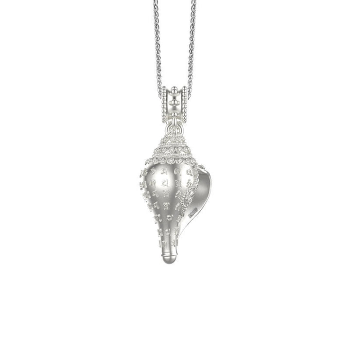 Buddha Stones 999 Sterling Silver Shankha Conch Shell Seashell Lucky Necklace Pendant - Silver-999 Sterling Silver - image 3